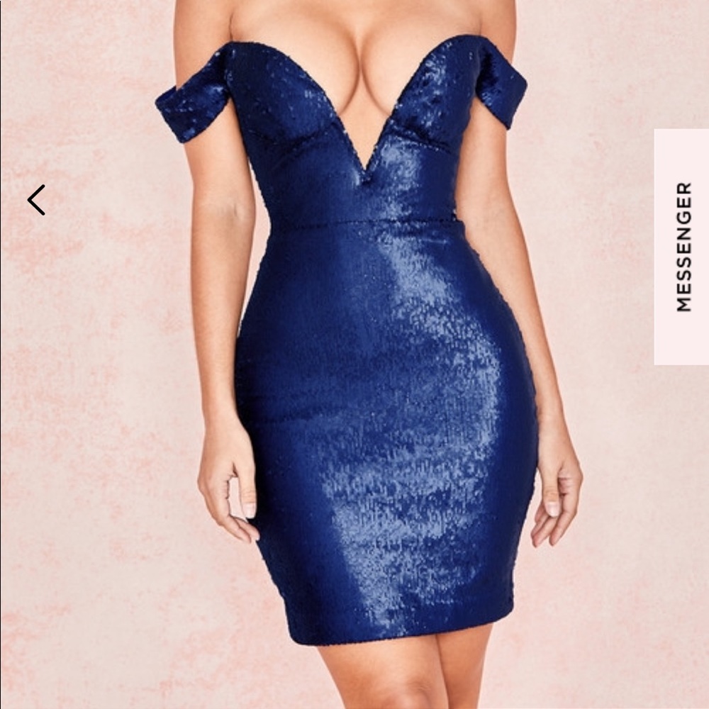 House of CB navy sequence dress